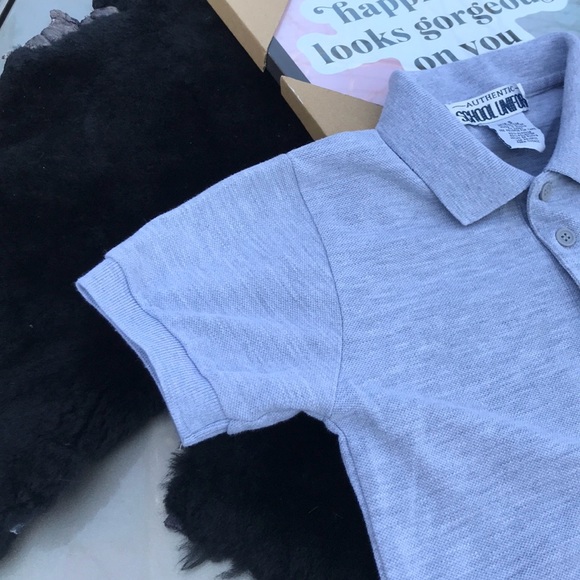 Authentic School Uniform Gray Short Sleeves Polo Shirt Boys 6 - Picture 2 of 9